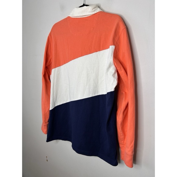 Lands End Vintage Rugby Shirt Mens Striped Long Sleeve Polo Preppy 90s USA Large - Picture 6 of 7
